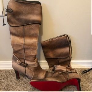 Christian Louboutin Faux Fur Boots